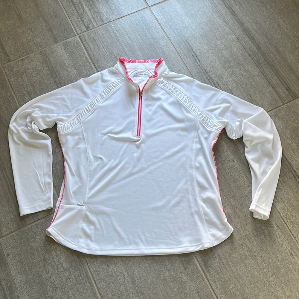 Pebble Beach Women’s Dry Lux XL white 3/4 Zip see matching skort & Bunddle